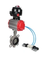 Затвор дисковый поворотный DN.ru WBV3131N-2W-Fb-H Ду65 Ру16, корпус - нержавеющая сталь 304, диск - нержавеющая сталь 304, уплотнение - NBR, с пневмоприводом DN.ru PA-DA-065, пневмораспределителем DN.ru 4V320-10 AC220V и БКВ DN.ru APL-510N EX
