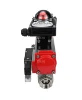 Кран шаровой DN.ru BV3232P(2pc)-FP-T-ISO-H Ду80 Ру40, полнопроходной внутренняя резьба, нержавеющая сталь SS316, уплотнение - PTFE, с пневмоприводом PA-SA-130 с возвратными пружинами, с пневмораспределителем 4M310-08 220В, с БКВ APL-410N EX