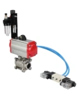 Кран шаровой DN.ru BV3232P(3pc)-FP-W-ISO-H Ду65 Ру25, полнопроходной под приварку, нержавеющая сталь SS316, уплотнение - PTFE, с пневмоприводом PA-DA-083 двойного действия, с пневмораспределителем 4V320-08 AC220V, с БПВ AFC2000