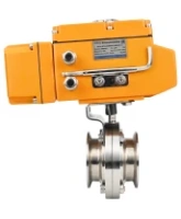 Затвор дисковый поворотный DN.ru WBV3131S-2W-T-H Ду40 Ру10 резьбовой, корпус - пищевая нержавеющая сталь 304, уплотнение - Silicon, с электроприводом QT-N-005EM-A1-220VAC-У1 c датчиком обратной связи и входным управляющим сигналом 4-20мА HARK