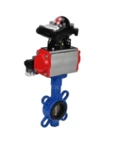 Затвор дисковый поворотный DN.ru WBV1413E-2W-Fb-H Ду40 Ру16, корпус - чугун GGG50, диск - чугун GGG40, уплотнение - EPDM, с пневмоприводом DN.ru PA-DA-052 двойного действия, с пневмораспределителем 4V320-08 AC220V, с БКВ APL-210N