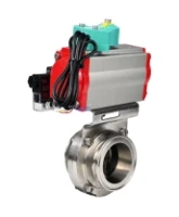 Затвор дисковый поворотный DN.ru WBV3131S-2W-T-H Ду40 Ру10 резьбовой, корпус - пищевая нержавеющая сталь 304, уплотнение - Silicon, с пневмоприводом PA-SA-065, пневмораспределителем 4M310-08 220В NAMUR и магнитным переключателем ALS200D