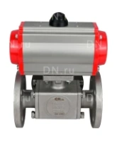Кран шаровой DN.ru BV3232P(4pc)-FP-3WL-F Ду80 Ру16 полнопроходной трехходовой, фланцевый, корпус - нержавеющая сталь SS316, с пневмоприводом DN.ru PA-DA-105 двойного действия
