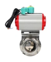 Затвор дисковый поворотный DN.ru WBV3131S-2W-T-H Ду40 Ру10 резьбовой, корпус - пищевая нержавеющая сталь 304, уплотнение - Silicon, с пневмоприводом PA-SA-065, пневмораспределителем 4M310-08 220В NAMUR и магнитным переключателем ALS200D