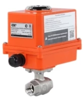 Кран шаровой DN.ru BV3232P(2pc)-FP-T-ISO-H Ду25 Ру63 полнопроходной двухходовой, нержавеющая сталь 316, внутренняя резьба, уплотнение - PTFE, с электроприводом четвертьоборотным QT-N-003EM-O1-220VAC-У1 MINI