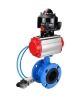Затвор дисковый поворотный DN.ru WBV1313E-2W-F-H Ду100 Ру16 фланцевый, корпус - чугун GGG40, диск - чугун GGG40, уплотнение - EPDM, с пневмоприводом DN.ru PA-DA-105, пневмораспределителем DN.ru 4V320-08 AC220V и БКВ DN.ru APL-510N EX