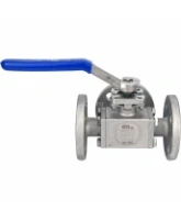 Кран шаровой DN.ru BV3232P(4pc)-FP-3WT-F-ISO-H Ду15 Ру16 полнопроходной трехходовой, нержавеющая сталь SS316, фланцевый, уплотнение - PTFE, ISO-фланец F03/F04 квадрат 9х9, с рукояткой