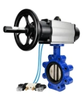 Затвор дисковый поворотный DN.ru WBV1616E-2W-Fb-H Ду125 Ру16 LUG корпус - чугун QT450, диск - чугун QT450, уплотнение - EPDM, с пневмоприводом DN.ru PA-DA-105-1 и пневмораспределителем 4V320-08 AC220V