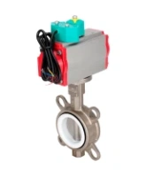 Затвор дисковый поворотный DN.ru WBV3232P-2W-Fb-H Ду100 Ру16 корпус - нержавеющая сталь 316L, диск - нержавеющая сталь 316L, уплотнение - PTFE, с пневмоприводом PA-DA-105 и магнитным переключателем ALS200D