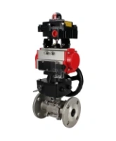 Кран шаровой DN.ru BV3131P(3pc)-FP-F-ISO-H Ду15 Ру40, трехсоставной полнопроходной фланцевый, нержавеющая сталь SS304, PTFE, с пневмоприводом PA-DA-052, с пн.распределителем 4M310-08 AC220V, с БКВ APL-410N EX, с ручным дублером MON1-250-T26-ISO
