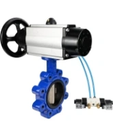 Затвор дисковый поворотный DN.ru WBV1616E-2W-Fb-H Ду125 Ру16 LUG корпус - чугун QT450, диск - чугун QT450, уплотнение - EPDM, с пневмоприводом DN.ru PA-DA-105-1 и пневмораспределителем 4V320-08 AC220V