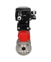 Кран шаровой DN.ru BV3232P(2pc)-FP-F-ISO-H Ду50 Ру40 полнопроходной двухходовой, нерж. сталь SS316, фланцевый, PTFE, с пневмоприводом PA-SA-105 с возвратными пружинами и с электропневматическим поворотным позиционером YT-1000RSN без обратной связи