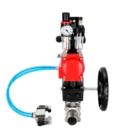 Кран шаровой DN.ru BV3232P(3pc)-FP-W-ISO-H LONG Ду50 Ру40 полнопроход., корпус - нерж.сталь 316, уплотнение - PTFE, под приварку, с пн.приводом PA-DA-083, пн.распределителем 4V320-08 AC220V, редуктором MON2-450-T28-ISO, БКВ APL-210N и БПВ AFC2000