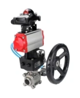 Кран шаровой DN.ru BV3232P(3pc)-FP-W-ISO-H Ду65 Ру25, полнопроходной под приварку, нержавеющая сталь SS316, уплотнение - PTFE, с пневмоприводом PA-DA-083, с пневмораспределителем 4V320-08 AC220V, с БКВ APL-210N, с ручным дублером MON2-450-T28-ISO