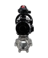 Кран шаровой DN.ru BV3232P(3pc)-FP-SW-ISO-H Ду100 Ру63 полнопроходной, корпус - нержавеющая сталь SS316, под приварку, с пневмоприводом PA-DA-105-1, пневмораспределителем 4M310-08 DC24V, БКВ APL-210N