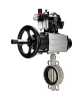 Затвор дисковый поворотный DN.ru WBV3232N-2W-Fb-H Ду150 Ру16, корпус - нержавеющая сталь 316L, диск - нержавеющая сталь 316L, NBR, с пневмоприводом PA-DA-105-1 двойного действия, пневмораспределителем 4M310-08 AC220V, БКВ APL-510N EX, БПВ AFC2000