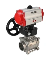 Кран шаровой DN.ru BV3232P(3pc)-FP-W-ISO-H Ду65 Ру25 полнопроходной двухходовой, нержавеющая сталь SS316, под приварку, уплотнение - PTFE, с пневмоприводом DN.ru PA-DA-083 и ручным дублером MON2-450-T28-ISO