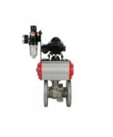 Кран шаровой DN.ru BV3232P(2pc)-FP-F-ISO-H Ду80 Ру16 полнопроходной двухходовой, нержавеющая сталь 316, фланцевый, уплотнение - PTFE, с пневмоприводом PA-SA-130, пневмораспределителем 4M310-08 AC220V, БКВ APL-210N и БПВ AFC2000