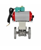 Кран шаровой DN.ru BV3131P(3pc)-FP-F-ISO-H Ду100 Ру16 полнопроходной, фланцевый, корпус - нержавеющая сталь 304, PTFE, 22х22, WDVF, с пневмоприводом PA-DA-105, пневмораспределителем 4M320-08 AC220V и магнитным переключателем ALS200D