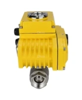 Кран шаровой DN.ru BV3232P(2pc)-FP-T-ISO-H Ду32 Ру63 полнопроходной двухходовой, нержавеющая сталь 316, внутренняя резьба, уплотнение - PTFE, с электроприводом четвертьоборотным QT-N-005EM-O1-380VAC-У1