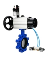 Затвор дисковый поворотный DN.ru WBV1631E-2W-Fb-H Ду125 Ру16 LUG корпус - чугун QT450, диск - нержавеющая сталь 304, уплотнение - EPDM, с пневмоприводом DN.ru PA-DA-105-1, пневмораспределителем 4V320-08 AC220V и БПВ AFC2000