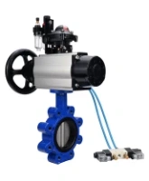 Затвор дисковый поворотный DN.ru WBV1631E-2W-Fb-H Ду125 Ру16 LUG корпус - чугун QT450, диск - нержавеющая сталь 304, уплотнение - EPDM, с пневмоприводом PA-DA-105-1, пневмораспределителем 4V320-10 AC220V, БКВ APL-210N и БПВ AFC2000
