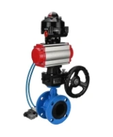 Затвор дисковый поворотный DN.ru WBV1313E-2W-F-H Ду100 Ру16 фланцевый, корпус - чугун GGG40, диск - чугун GGG40, EPDM, с пневмоприводом DN.ru PA-DA-105, пневмораспределителем 4V320-08 AC220V, БКВ APL-510N EX и ручным дублером MON1-250-T26-ISO