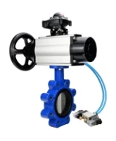 Затвор дисковый поворотный DN.ru WBV1631E-2W-Fb-H Ду125 Ру16 LUG корпус - чугун QT450, диск - нержавеющая сталь 304, уплотнение - EPDM, с пневмоприводом DN.ru PA-DA-105-1, пневмораспределителем 4V320-08 AC220V и БКВ APL-210N