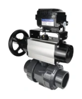 Кран шаровой DN.ru BV4242E-FP-GRM-ISO Дн65 Ру10 полнопроходной, корпус - НПВХ, шар - НПВХ, уплотнение - EPDM, с пневмоприводом PA-DA-105-1 и пневмопозиционером YT-1000RSN без обратной связи