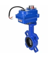 Затвор дисковый поворотный DN.ru WBV1432E-2W-Fb-H Ду40 Ру16, корпус - чугун GGG50, диск - нержавеющая сталь 316L, уплотнение - EPDM, с электроприводом DN.ru QT-N-003EM-O1-220VAC-У1 blue 220В