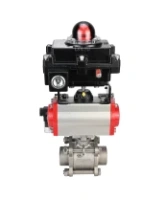 Кран шаровой DN.ru BV3232P(3pc)-FP-W-ISO-H Ду65 Ру25, полнопроходной под приварку, нержавеющая сталь SS316, уплотнение - PTFE, с пневмоприводом PA-DA-083 двойного действия, с пневмораспределителем 4M310-08 AC220V, с БКВ APL-410N EX
