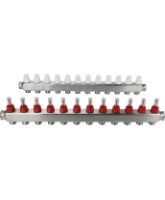 Коллекторная группа DN.ru GC1-31-12 1″ Ду25 Ру10 отводов — 12, в сборе с расходомерами и терморегулирующими клапанами, без переходников, корпус - нержавеющая сталь AISI 304