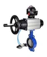 Затвор дисковый поворотный DN.ru WBV1432N-2W-Fb-H Ду125 Ру16, корпус - чугун GGG50, диск - нержавеющая сталь 316L, уплотнение - NBR, с пневмоприводом DN.ru PA-DA-105-1 двойного действия, с пневмораспределителем 4V320-08 AC220V, с БКВ APL-510N-EX