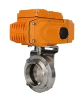 Затвор дисковый поворотный DN.ru WBV3131E-2W-W-H Ду15 Ру10 под приварку, корпус - пищевая нержавеющая сталь 304, уплотнение - EPDM, с электроприводом QT-N-005EM-A1-220VAC-У1 c датчиком обратной связи и входным управляющим сигналом 4-20мА HARK
