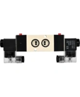 Пневмораспределитель DN.ru 4M320-08 AC220V 1/4″ бистабильный, пятиканальный, с двусторонним ЭМУ для четвертьоборотных пневмоприводов (на корпус)