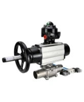 Кран шаровой DN.ru BV3232P(3pc)-FP-W-ISO-H LONG Ду80 Ру25, полнопроходной, трехсоставной, нержавеющая сталь 316, уплотнение - PTFE, под приварку, с пневмоприводом PA-DA-105-1, с пневмораспределителем 4V320-08 AC220V, БКВ APL-510N Ex