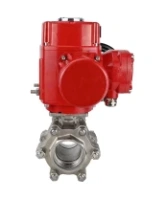 Кран шаровой DN.ru BV3232P(3pc)-FP-SW-ISO-H Ду80 Ру63 полнопроходной, корпус - нержавеющая сталь SS316, под приварку, с электроприводом взрывозащищенным DN.ru QT-EX-015M-O2-380VAC-У1 с моментной муфтой и штурвалом
