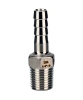 Штуцер елочка DN.ru BF31-T-3/4-20 3/4″х20мм Ду20 Ру16 шланговый, корпус - нержавеющая сталь AISI 304 (CF8), присоединение - наружная резьба/штуцер