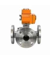 Кран шаровой DN.ru BV3232P(2pc)-FP-3WT-F-ISO-H Ду40 Ру16 HYMT, трехходовой T-тип, полнопроходной, фланцевый, материал корпуса - нержавеющая сталь SS316, с с электроприводом E34-N-005EM-O1-220VAC-У1