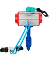 Затвор дисковый поворотный DN.ru WBV1413E-2W-Fb-H Ду100 Ру16 корпус - чугун GGG50, диск - чугун GGG40, уплотнение - EPDM, с пневмоприводом PA-DA-083, пневмораспределителем 4V320-08 AC220V и магнитным переключателем ALS200D