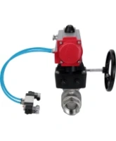 Кран шаровой DN.ru BV3232P(2pc)-FP-T-ISO-H Ду65 Ру40, внутренняя резьба, полнопроходной, нержавеющая сталь SS316, PTFE, с пневмоприводом PA-DA-083, пневмораспределителем 4V320-10 AC220V, ручным дублером MON2-450-T28-ISO