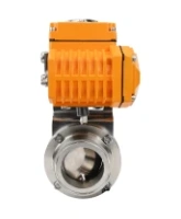 Затвор дисковый поворотный DN.ru WBV3131S-2W-T-H Ду40 Ру10 резьбовой, корпус - пищевая нержавеющая сталь 304, уплотнение - Silicon, с электроприводом QT-N-005EM-A1-220VAC-У1 c датчиком обратной связи и входным управляющим сигналом 4-20мА HARK