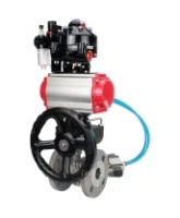 Кран шаровой DN.ru BV3232P(2pc)-FP-F-ISO-H Ду80 Ру16 фланцевый, полнопроходной, 2-составной, нерж.сталь SS316, уплотнение PTFE, с пн.приводом PA-DA-083, пн.распределителем 4V320-08 AC220V, редуктором MON2-450-T28-ISO, БПВ AFC2000, БКВ APL-510N-EX