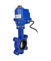 Затвор дисковый поворотный DN.ru WBV1616E-2W-Fb-H Ду50 Ру16 LUG межфланцевый, корпус - чугун QT450, диск - чугун QT450, уплотнение - EPDM, с электроприводом QT-N-003EM-O1-12VDC-У1 blue 12В