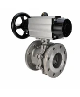 Кран шаровой DN.ru Ду100 Ру16 полнопроходной фланцевый, корпус - нержавеющая сталь SS316, уплотнение - PTFE, с пневмоприводом PA-DA-105-1 и пневмораспределителем 4M320-08 AC220V (BV3232P(2pc)-FP-F-ISO-H)