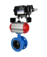 Затвор дисковый поворотный DN.ru WBV1313E-2W-F-H Ду100 Ру16 фланцевый, корпус - чугун GGG40, диск - чугун GGG40, уплотнение - EPDM, с пневмоприводом DN.ru PA-DA-105 и позиционером DN.ru YT-1000RSN без обратной связи