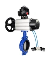 Затвор дисковый поворотный DN.ru WBV1432N-2W-Fb-H Ду125 Ру16, корпус - чугун GGG50, диск - нержавеющая сталь 316L, уплотнение - NBR, с пневмоприводом DN.ru PA-DA-105-1 двойного действия, с пневмораспределителем 4V320-08 AC220V, с БКВ APL-510N-EX