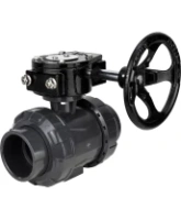 Кран шаровой DN.ru BV4242E-FP-GRM-ISO Дн50 Ру10 полнопроходной, корпус - НПВХ, шар - НПВХ, уплотнение - EPDM, с редуктором DN.ru RDN RQN2-150Z-T24