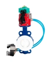 Затвор дисковый поворотный DN.ru WBV3434Pf-2W-Fb-R Ду200 Ру16 корпус - углеродистая сталь WCB, диск - углеродистая сталь WCB, футерованный PTFE, уплотнение - PTFE, с PA-DA-105, 4V320-10 AC220V и ALS200D