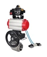 Кран шаровой DN.ru BV3232P(2pc)-FP-T-ISO-H Ду100 Ру40 полнопроходной, внутренняя резьба, нержавеющая сталь 316, уплотнение - PTFE, с пневмоприводом PA-DA-083, пневмораспределителем 4V320-08 AC220V, БКВ APL-410N EX, ручным дублером MON2-450-T28-ISO